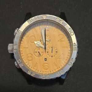Nixon Silver and Brown Chronograph Watch. Face Only. Does Not include band.